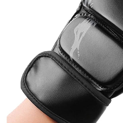 MMA Gloves Grappling Sparring, Half Finger Boxing Fight Gloves, Open Palm Martial Arts Mitts Men Women Boxing Gloves for Sanda Sparring Punching Bag Training - color: Black
