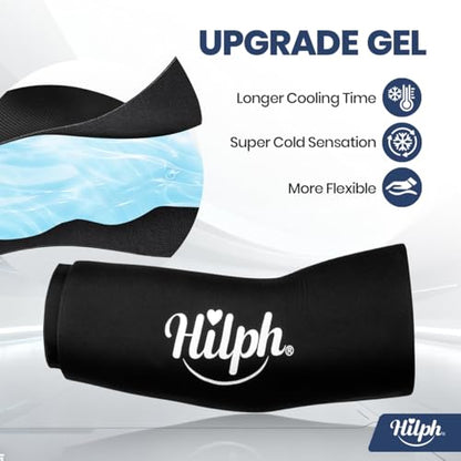 Hilph Elbow Ice Pack Wrap, Multi-Use Ice Sleeve for Elbow Arm Knee, Large | Reusable, Flexible Gel, Cold Compression, Tennis Elbow Golfers Arm Tendonitis Pain Relief, Muscle Relaxation, Sports Recovery - size: Large, style: Black