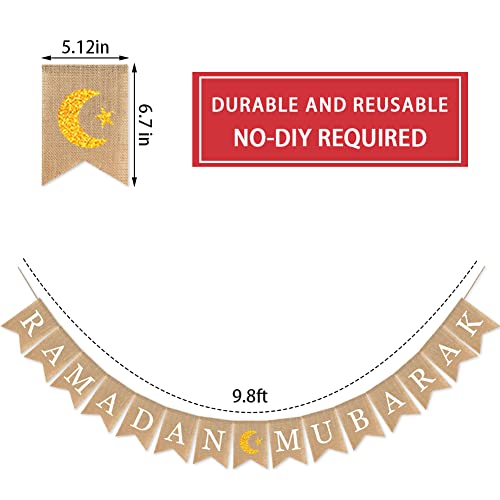 Burlap Ramadan Banner - Rectangular, Brown, Beige - 78 Inches - color: ramadan mubarak