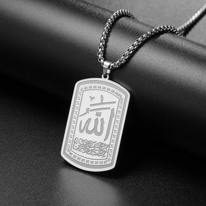 VASSAGO Allah Necklace for Women Men Stainless Steel Islamic Muslim Pendant Islam Religious Charm Jewelry Gift - color: Silver Islam Necklace