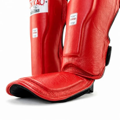 YOKKAO Matrix Muay Thai Kickboxing MMA Shin Guards with Knee Guards - color: Matrix Red, size: Medium
