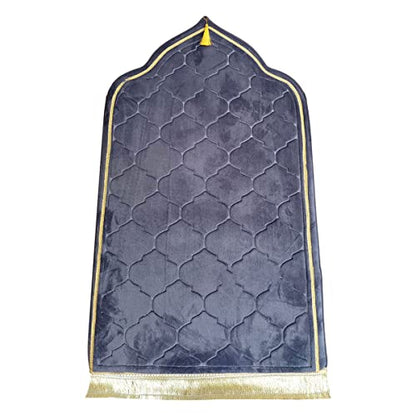 Muslim Prayer Mat, Thick Soft Velvet Muslim Rug, Portable Muslim Prayer Rug, Turkish Prayer Carpet,Janamaz Sajada Carpet for Men and Women Plain Solid Prayer Mat Ramadan Eid Gift.- Dark Gray - color: Dark Gray