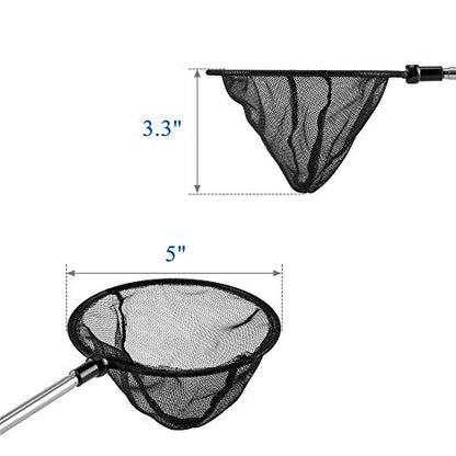 Lpraer Aquarium Fish Net with Extendable Stainless Steel Long Handle Fine Mesh Net for Fish Tank - size: 5 inch