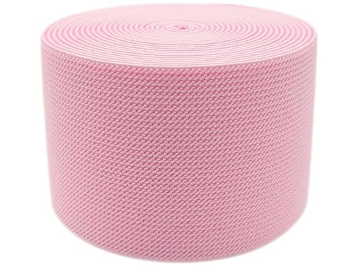 Pink Knit Elastic Band 3 inch 5 Yards Double-Side Twill Woven Elastic Heavy Stretch Elastic Spool for Sewing Pants Waistband, Wigs, Skirts, Craft DIY Projects - color: Pink