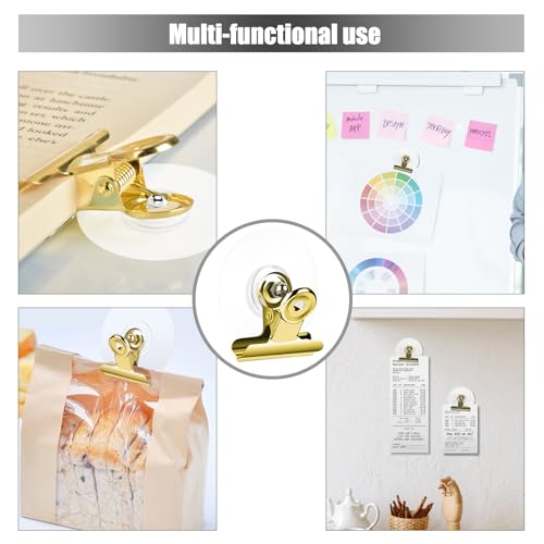 Self Adhesive Metal Clips, 12 Pcs Upgrade Strong Self-Adhesive Clips for Hanging and Organization, Spring Clip for Paper Poster Tapestry Photo Wall Teacher Student Home Kitchen Office Rose Gold - color: Rose