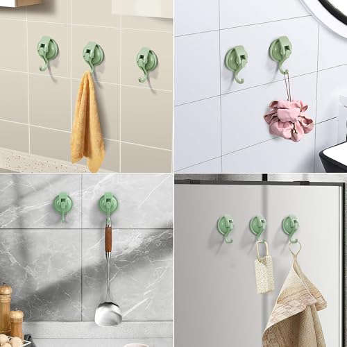 Heavy Duty Vacuum Suction Cup Hooks, Pastel Green Plated Polished Super Suction for Kitchen Bathroom, 2 Pack - color: Pastel Green