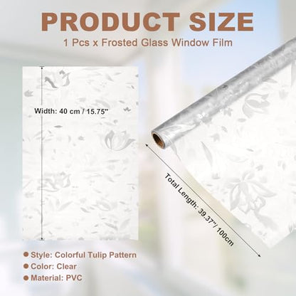 uxcell Window Privacy Film, 39.4 x 15.7 Inch Frosted Glass Window Film, Static Cling Non-Adhesive Reusable Door Coverings 3D Flower Pattern for Bathroom Home Living Room, Clear - size: 39.4 x 15.7 Inch