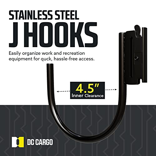 DC Cargo - E Track J Hooks (4.5" - 10 Pack) - Large Heavy Duty E Track Accessories - Hanging Hooks for Your ETrack Rail System - Use in Enclosed Trailers, Box Trucks, Vans, Garage, Workshop & Warehou - size: 4.5 Inch - 10 Pack