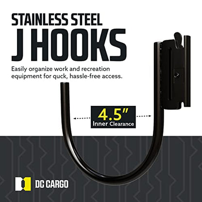 DC Cargo - E Track J Hooks (4.5" - 10 Pack) - Large Heavy Duty E Track Accessories - Hanging Hooks for Your ETrack Rail System - Use in Enclosed Trailers, Box Trucks, Vans, Garage, Workshop & Warehou - size: 4.5 Inch - 10 Pack