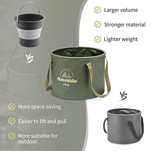 Naturehike Multifunctional Collapsible Water Basin, Folding Tub, Portable Bin, Lightweight Foldable Bucket with Handles for Camping, Dish Washing, Laundry, Fishing, Hiking - color: Army Green