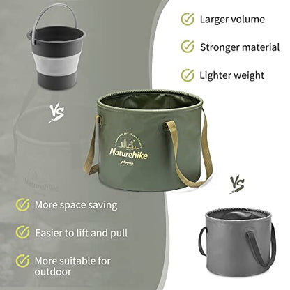 Naturehike Multifunctional Collapsible Water Basin, Folding Tub, Portable Bin, Lightweight Foldable Bucket with Handles for Camping, Dish Washing, Laundry, Fishing, Hiking - color: Army Green