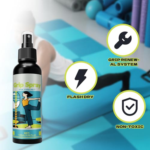 Yoga Mat Grip Spray – Slip-Resistant Anti-Slip Spray, Enhances Mat Traction, Quick-Dry Formula, Multi- Yoga Solution | Ideal For Weightlifting, Gymnastics, Rock Climbing, Home Gym, Training - color: 120ml