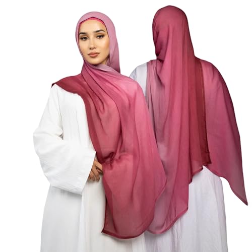 Fashion Gradient Color Hijab Scarf for Women Soft Modal Instant Jersey Hijab Head Wraps Long Shawls - color: Color 2