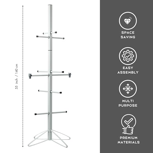 Ceaz Hockey Gear Drying Rack - Metal Tree Dryer Stand for Hockey Equipment - Organizer to Dry and Store Sports Gear - Includes Skate Sharpening Tool and 6 Hanging Clips