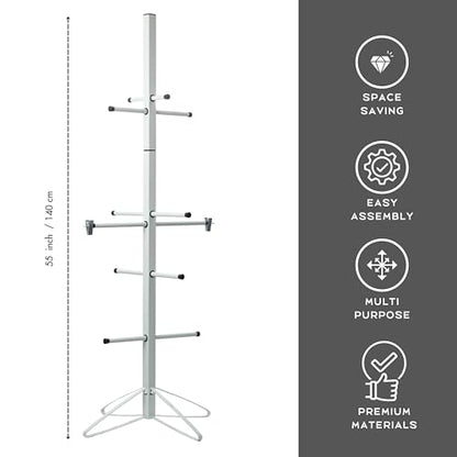 Ceaz Hockey Gear Drying Rack - Metal Tree Dryer Stand for Hockey Equipment - Organizer to Dry and Store Sports Gear - Includes Skate Sharpening Tool and 6 Hanging Clips