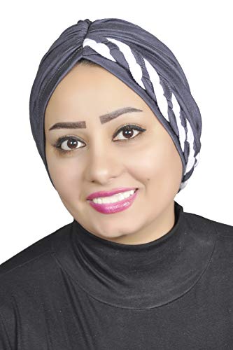 AL AMIRA Stretch Turban Headwrap for Women – Soft Hijab Cap - color: Dark Gray