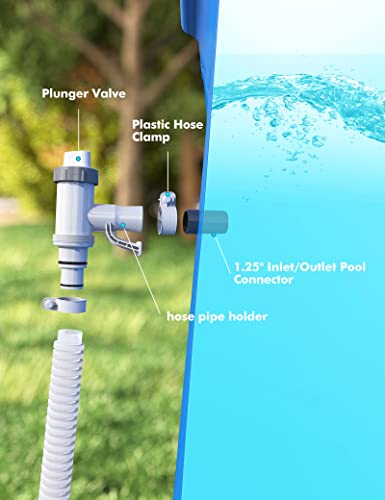 【PATENTED】MASCARRY Above Ground Swimming Pool Hose Adapter with Plunger Valve and Pipe Holder - Replacement Parts for Pool Pump System (2 PACK) | Includes 2 hose adapters, plunger valves and pipe holders for secure connection and water-flow control on com