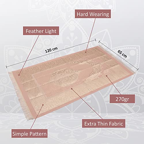 BABY SHOWER CHOCOLATE Prayer Rug Islamic Gift Set, Velvet Prayer Mat, Prayer Beads, Scarf and Yaseen Book, Perfect Family and Muslim Eid Gifts (Pink) - color: Pink