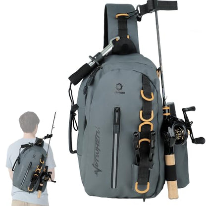 Small Fishing Bag with Rod Strap, Portable & Lightweight, Fish Small Tackle bag – Fits Tackle Boxes & Gear,Move Freely, Cast Smoothly - Fishing Gifts for Men - color: Graphite