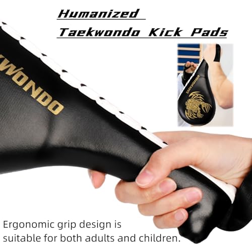 Tlence 2 Pack Taekwondo Kick Pads, 15 x 7.5 x 2 inch Double Kicking Target Paddles, PU Leather Martial Arts Training Pad, TKD Strike Kickboxing Punching Sparring Equipment for Youth Adult - color: Black