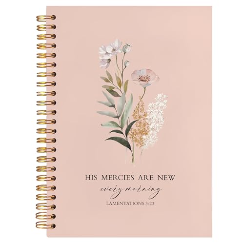 BearCake Orange Bible Christian Journals Floral Notebooks for Women Note Taking,Prayer Journal for Women, His Mercies are New Every Morning,Bible Study Journal for Women 5.5x8.3 - color: white Bible-new morning orange