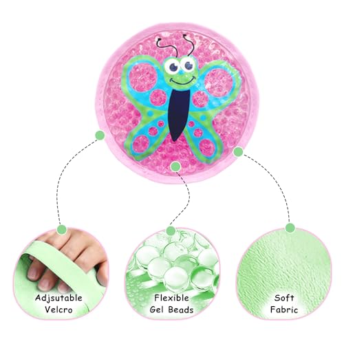 Ice Packs for Injuries Reusable 2 Packs Cold or Warm Compress Cold Packs for Injuries with Strap for Neck Head Fever Wisdom Teeth Recovery First Aid 4.9 Inch - style: Frog+Butterfly