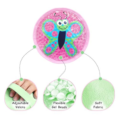 Ice Packs for Injuries Reusable 2 Packs Cold or Warm Compress Cold Packs for Injuries with Strap for Neck Head Fever Wisdom Teeth Recovery First Aid 4.9 Inch - style: Frog+Butterfly