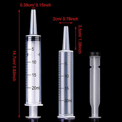 Frienda 20 Packs Syringes Without Needles 20 Ml | Large Plastic Measuring Tools for Food, Horse Care, Lab Dispensing, Graduated Markings, Reusable Multipurpose Applicators - size: 20 ml