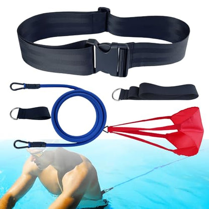 Swimming Resistance Training Set - Aquatic Resistance Belt, Swim Parachute, Pool Trainer Set - style: A