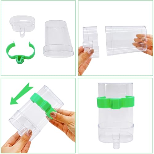 Automatic Bird Water Dispenser Parrot Water Feeder Bird Seed Food Container Parakeet Waterer Cockatiel Cage Accessories Automatic Feeding for Finch Lovebird Canary Small Birds(2Pcs) - color: Clear