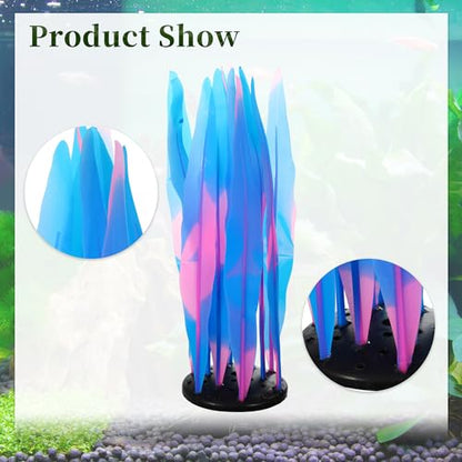 Aquarium Glowing Kelp Plant, Soft Silicone Glowing Decorations Blue 2pcs - color: Blue