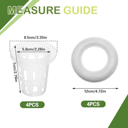 4 PCS Floating Aquarium Plant Holder, Plastic Fish Tank Basket with Foam Rings, Aquatic Pot for Fish Tank Aquaponic Plant Cultivation and Aquascape Decorations
