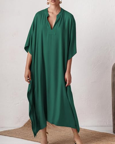 Bsubseach Women Kaftan Dresses Caftan Maxi Dress Swimsuit Cover Up Moomoo - color: B-peacock Green