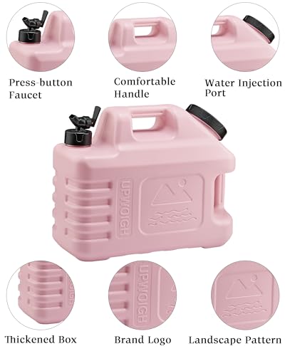 UPWOIGH 3.5 Gallon Camping Water Jug with Spigot, Blush Pink, 1 Pack | BPA-Free HDPE, Dual Cap Openings, Built-In Handles, Leak-Resistant Design, Portable Storage for Travel and Emergencies - color: Blush Pink