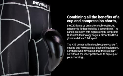 Revgear X13 Compression Shorts & Cup: Ideal Mens Prot, Mens Gym, Running - size: X-Large