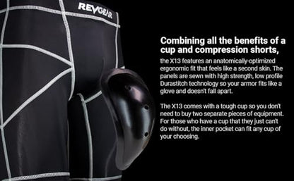 Revgear X13 Compression Shorts & Cup: Ideal Mens Prot, Mens Gym, Running - size: Small