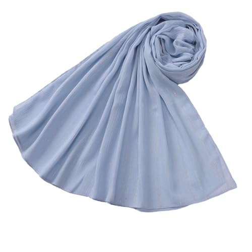 Women Hijab Chiffon Head Scarf Lightweight Shimmer Scarves Crepe Wedding Shawls and Wraps for Evening Dresses Shiny - color: Sky Blue