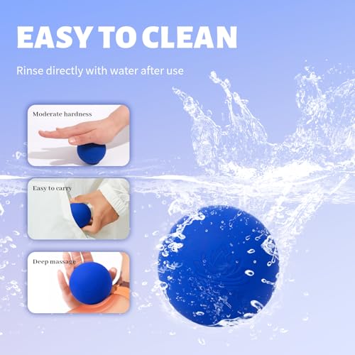 Physical Yoga Balls Massage Lacrosse Balls for Myofascial Release, Trigger Point Therapy, Muscle Soreness Deep Tissue Massage Physical Therapy Equipment(2 Pack,Red and Dark Blue)