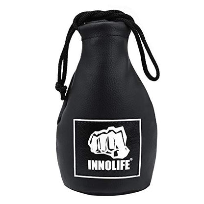 INNOLIFE Boxing Slip Bag, Dodge Hide Speed Bag Maize Ball Leather Ball for Reflex Training, Boxing, Kickboxing, MMA Pendulum Training, Red - style: Black (Filler Already Included)