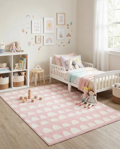 Rugs.com Whimsy Kids Collection Rug – 4x6 Pink Medium-Pile Rug Perfect for Entryways, Kitchens, Breakfast Nooks, Accent Pieces - color: Pink, size: 4' x 6'