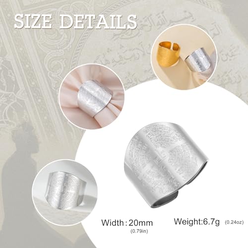 Dreamtimes Islamic Ayatul Kursi Ring for Women Men Muslim Quran Allah Rings Ayatul Kursi Arabic Calligraphy Adjustable Open Ring for Men Islam Eid Ramadan Gifts - style: Silver-2