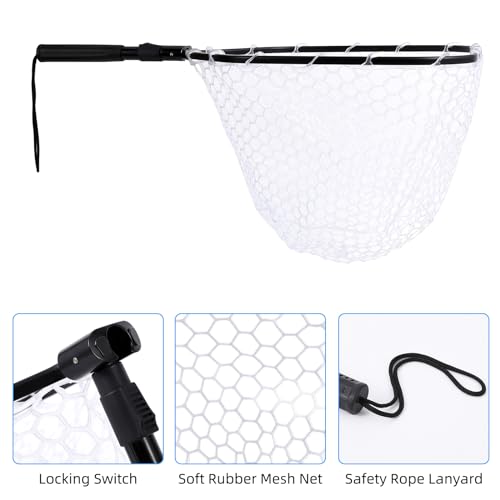 Fly Fishing Net, Soft Mesh Trout with Handle, Catch and Release Landing for Freshwater, Saltwater, Gift for Anglers & Fly Fishing Enthusiasts - style: Folding Net