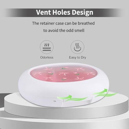 Cute Retainer Case with Silicone Pad, Portable Slim Aligner Case Orthodontic Retainer Box, Denture Storage Container Travel Mouth Guard (Bow Tulip) - color: Bow Tulip