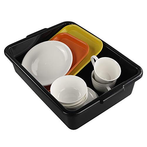 Teyyvn 13 L Plastic Bus Box, Commercial Wash Basin Tote Box, 4-Pack, Black - color: black, size: 13 L