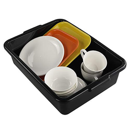 Teyyvn 13 L Plastic Bus Box, Commercial Wash Basin Tote Box, 4-Pack, Black - color: black, size: 13 L