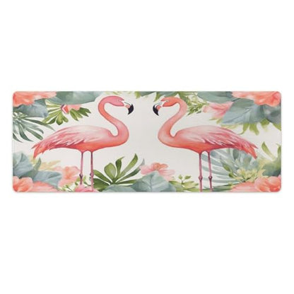Large Size Gaming Mouse Pad Flamingos and Flowers Desk Mat Non-Slip Base Waterproof Desktop Writing Pad for Office Home - color: Flamingos and Flowers, size: 30x80cm