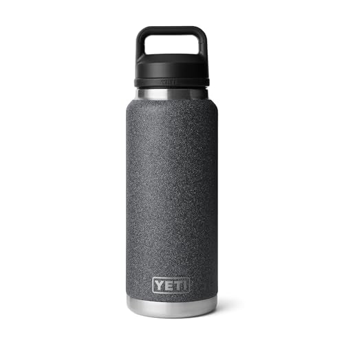 YETI Rambler 36 oz Bottle, Vacuum Insulated, Leakproof, Stainless Steel with Chug Cap - color: Black Stone-Textured