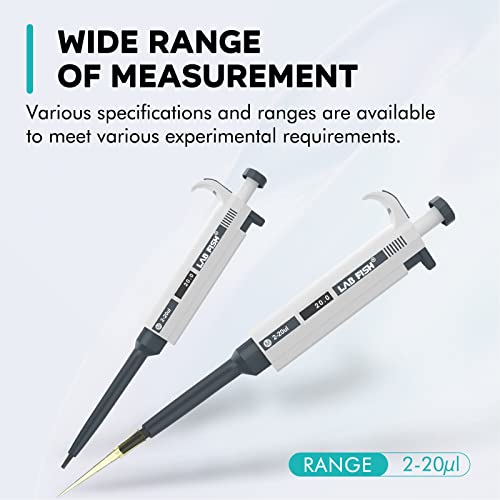 LAB FISH M2-10ml Lab Pipette, 2-10ml Adjustable Volume w/20 Tips | 2-10ml range, 0.1ml increment, single channel, manual, includes 20 tips, for lab liquid transfer - style: 2-10ml Set