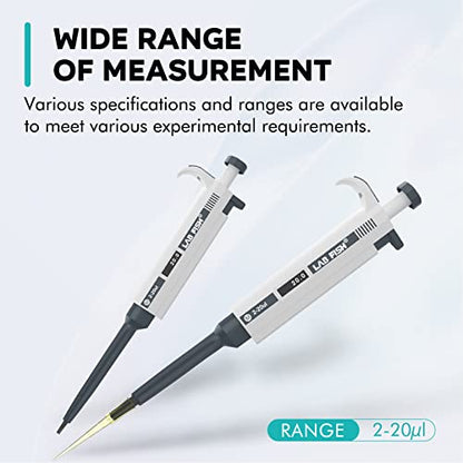 LAB FISH M2-10ml Lab Pipette, 2-10ml Adjustable Volume w/20 Tips | 2-10ml range, 0.1ml increment, single channel, manual, includes 20 tips, for lab liquid transfer - style: 2-10ml Set