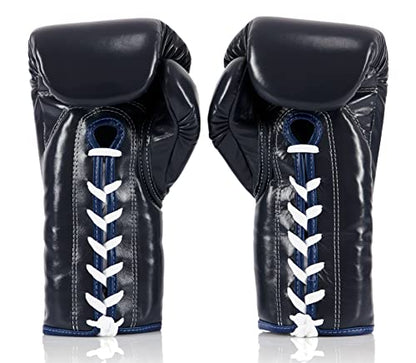 Fairtex BGL6 Handmade Leather Gloves| Optimal fist Closure with a Locked-Thumb Design| Premium Leather |Triple-Layered Foam |Lace-up Closure. Ideal for Boxing, MMA, and Kickboxing. - color: Blue, size: 14 oz